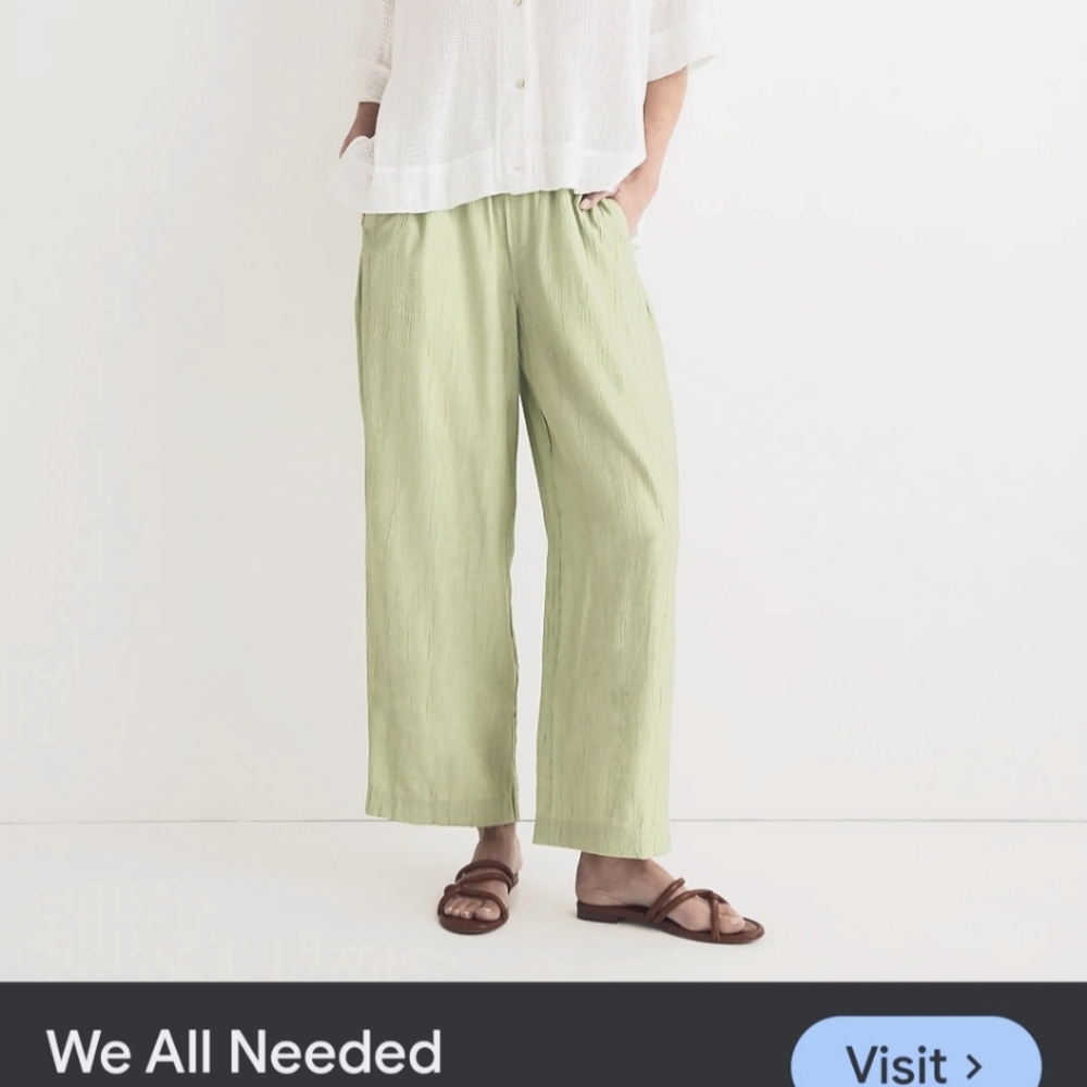 Tradition Pull On Pants Sage Green Cotton Blend Loosefit Lightweight Womens 18 W - Picture 2 of 11